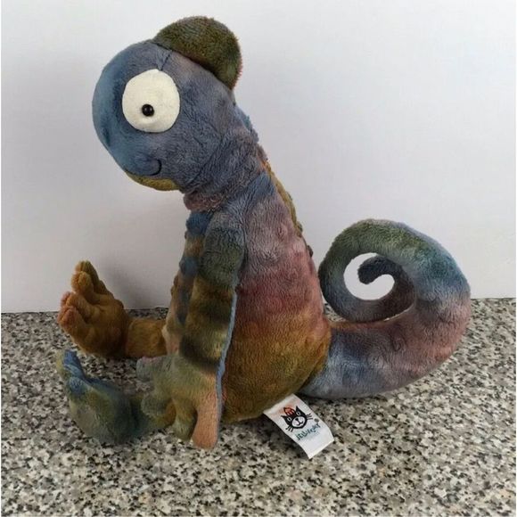 NEW WITH TAGS Jellycat Colin Chameleon Tye Dye Plush 12" Iguana Stuffed Animal C - Picture 1 of 5
